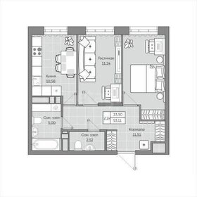 Квартира 53 м², 2-комнатная - изображение 1