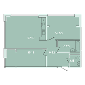 Квартира 78,5 м², 2-комнатная - изображение 1