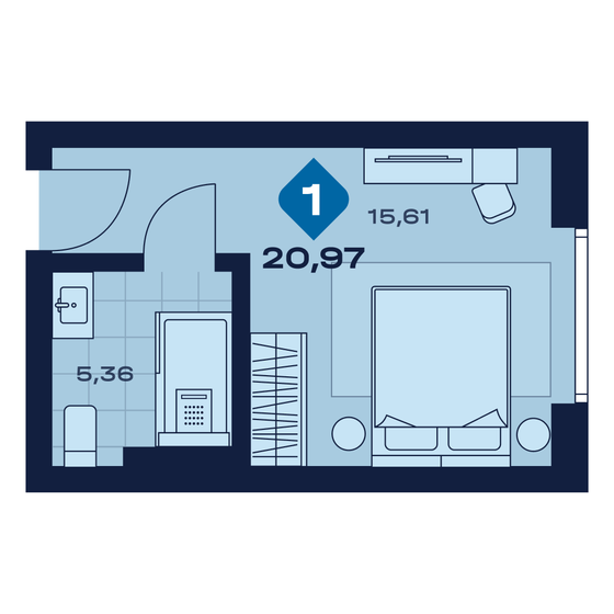 32 м², 1-комнатная квартира 2 150 000 ₽ - изображение 62