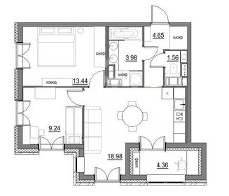 Квартира 56,8 м², 2-комнатная - изображение 1