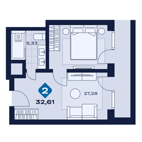 Квартира 32,6 м², 2-комнатные - изображение 1