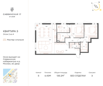 Квартира 135,2 м², 5-комнатная - изображение 1