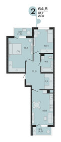 Квартира 64,8 м², 2-комнатная - изображение 1