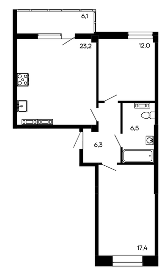 71,5 м², 2-комнатная квартира 14 300 000 ₽ - изображение 7