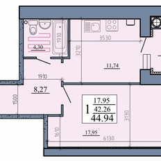 Квартира 44,9 м², 1-комнатная - изображение 2