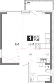 Квартира 39,7 м², 1-комнатная - изображение 1