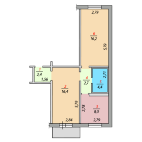 Квартира 49,7 м², 2-комнатная - изображение 2