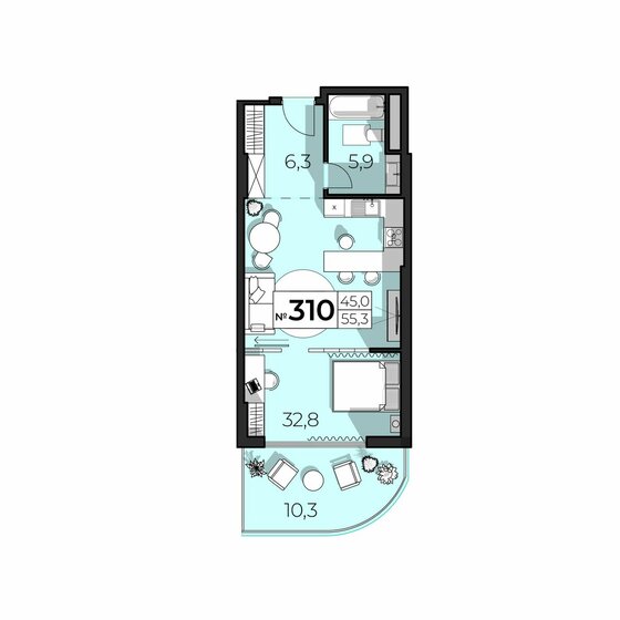 55,5 м², 2-комнатные апартаменты 29 415 000 ₽ - изображение 8