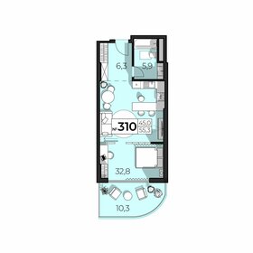 Квартира 55,3 м², 2-комнатные - изображение 1