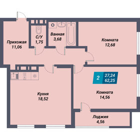 Квартира 62,6 м², 2-комнатная - изображение 1