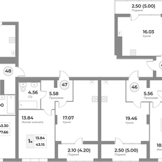 Квартира 43,2 м², 1-комнатная - изображение 2