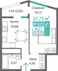 Квартира 36,3 м², 1-комнатная - изображение 1