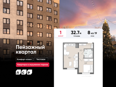 Квартира 32,7 м², 1-комнатная - изображение 1