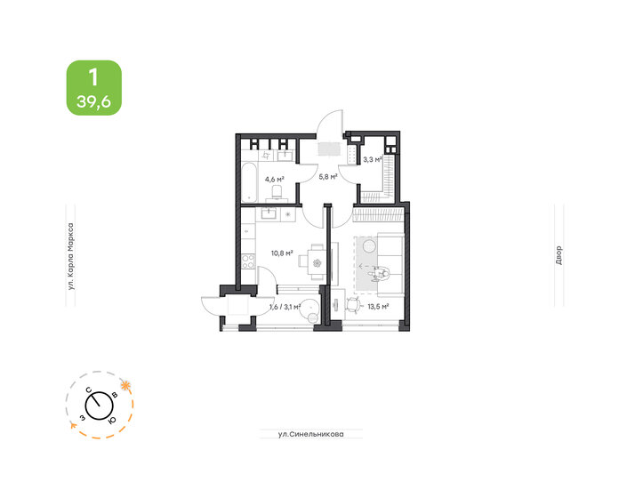 42,9 м², 1-комнатная квартира 10 009 139 ₽ - изображение 41