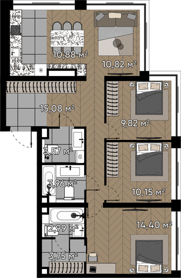 156 м², 4-комнатная квартира 63 000 000 ₽ - изображение 103