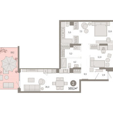 Квартира 103,1 м², 2-комнатная - изображение 3
