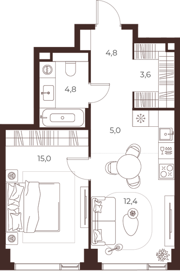 30,6 м², 1-комнатная квартира 3 350 000 ₽ - изображение 17