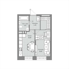 Квартира 36,5 м², 1-комнатная - изображение 1