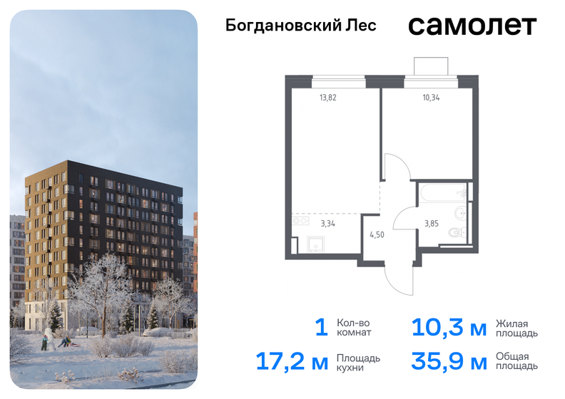 34,9 м², 1-комнатная квартира 6 715 531 ₽ - изображение 16