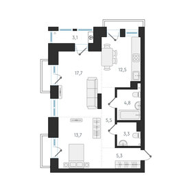 Квартира 62,9 м², 2-комнатная - изображение 1