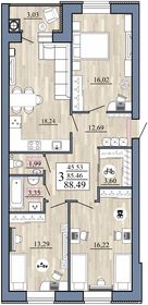 Квартира 88,5 м², 3-комнатная - изображение 1