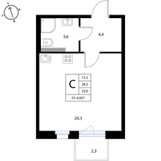 Квартира 29 м², студия - изображение 2