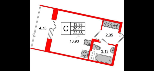Квартира 20 м², студия - изображение 1