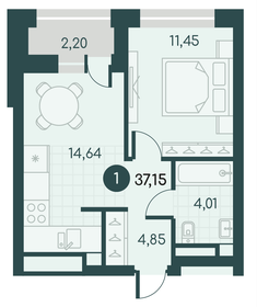 Квартира 37,2 м², 1-комнатная - изображение 1