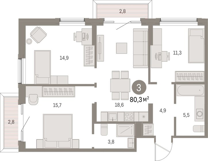 133,5 м², 3-комнатная квартира 14 900 000 ₽ - изображение 101