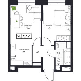 Квартира 38,6 м², 1-комнатная - изображение 1