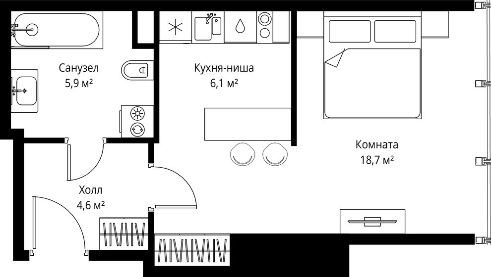 34,2 м², квартира-студия 45 928 444 ₽ - изображение 43