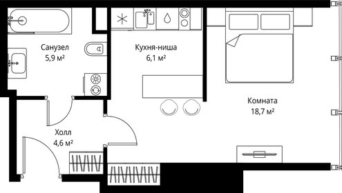 Квартира 35,3 м², студия - изображение 2