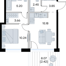 Квартира 43 м², 1-комнатная - изображение 2