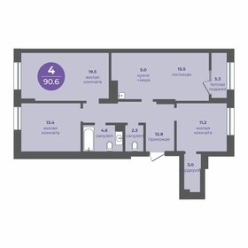 Квартира 90,6 м², 4-комнатная - изображение 1