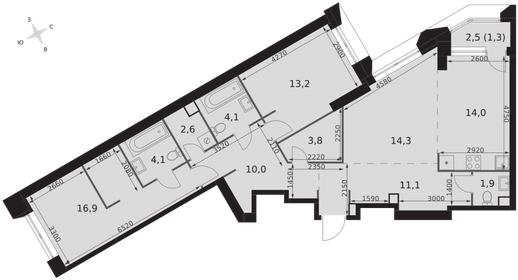 Квартира 97,3 м², 3-комнатная - изображение 1