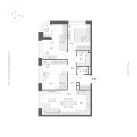Квартира 74,2 м², 3-комнатная - изображение 1