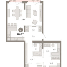 Квартира 113,3 м², 2-комнатная - изображение 3