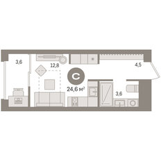 Квартира 24,6 м², студия - изображение 3