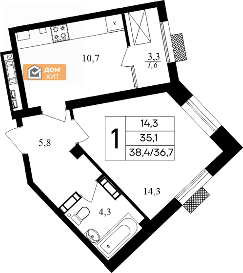 35 м², 1-комнатная квартира 10 300 000 ₽ - изображение 59