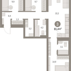 Квартира 81,4 м², 3-комнатная - изображение 3