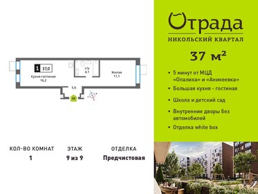 Квартира 37 м², 1-комнатная - изображение 1
