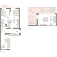 Квартира 136,9 м², 2-комнатная - изображение 3