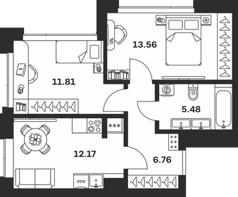 Квартира 49,8 м², 2-комнатная - изображение 1