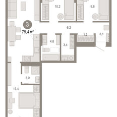 Квартира 79,4 м², 3-комнатная - изображение 3