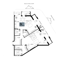 Квартира 163,3 м², 2-комнатные - изображение 2