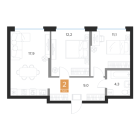 Квартира 54,5 м², 2-комнатная - изображение 1
