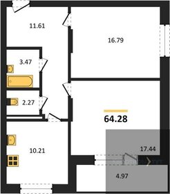 Квартира 64,3 м², 2-комнатная - изображение 1