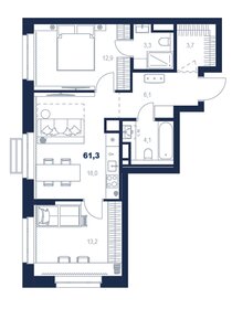 Квартира 61,3 м², 2-комнатная - изображение 1
