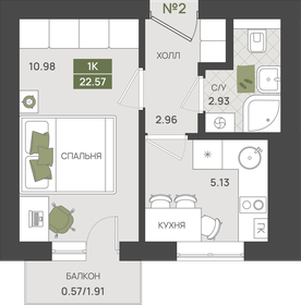 Квартира 22,6 м², 1-комнатная - изображение 1