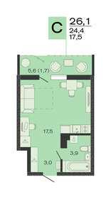 Квартира 26,1 м², студия - изображение 1